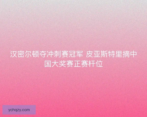 汉密尔顿夺冲刺赛冠军 皮亚斯特里摘中国大奖赛正赛杆位
